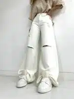 شلوار فول بگ زانو زاپ