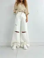 شلوار فول بگ زانو زاپ