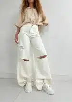شلوار فول بگ زانو زاپ